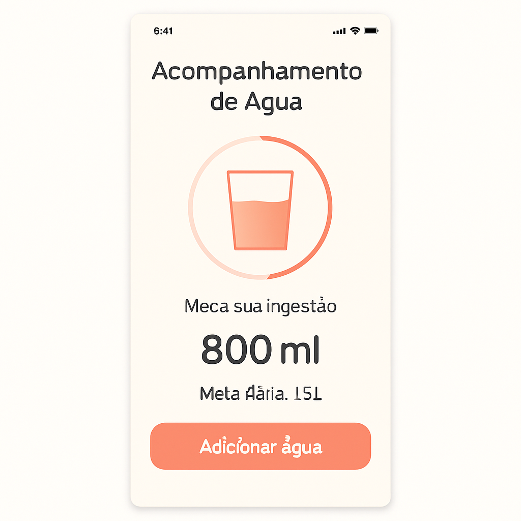 Tela de acompanhamento de água no app